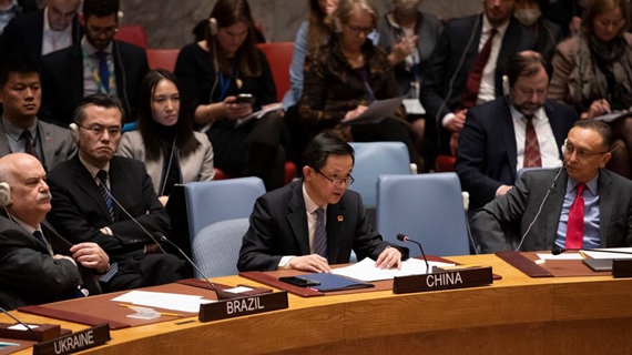 中国代表在联合国安理会阐述中方关于政治解决乌克兰危机的立场